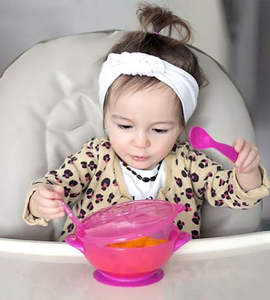 NB Suction Bowl With Lid And Spoon - PINK