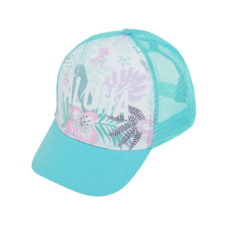 Girl's Baseball Cap White and Turquoise CC CAG2432319